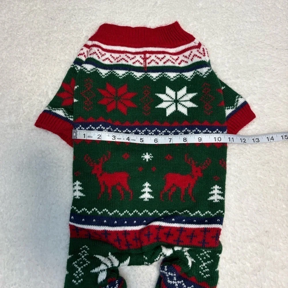 Embroider Pet Dog Ugly Christmas Sweater Knit Warm Full Body